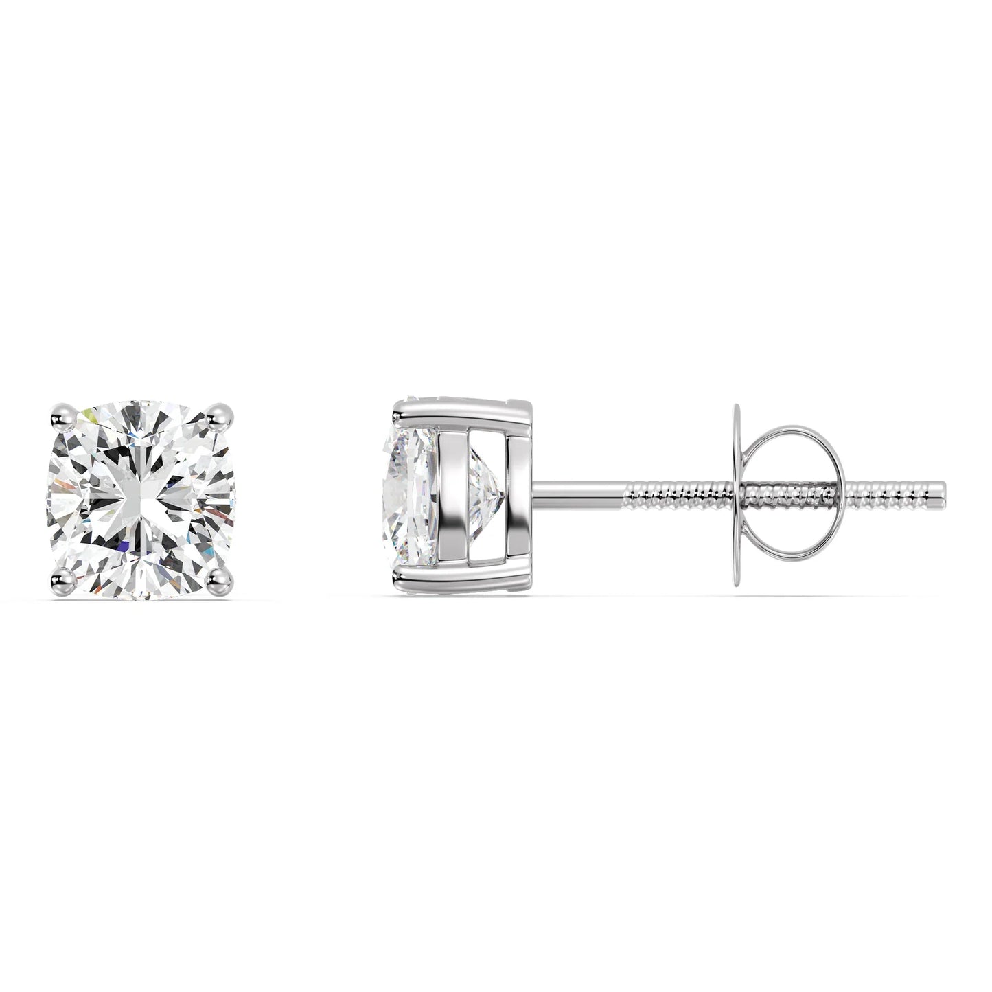 IGI Certified D VVS2 Lab Grown Diamond Cushion Cut Solitaire Studs