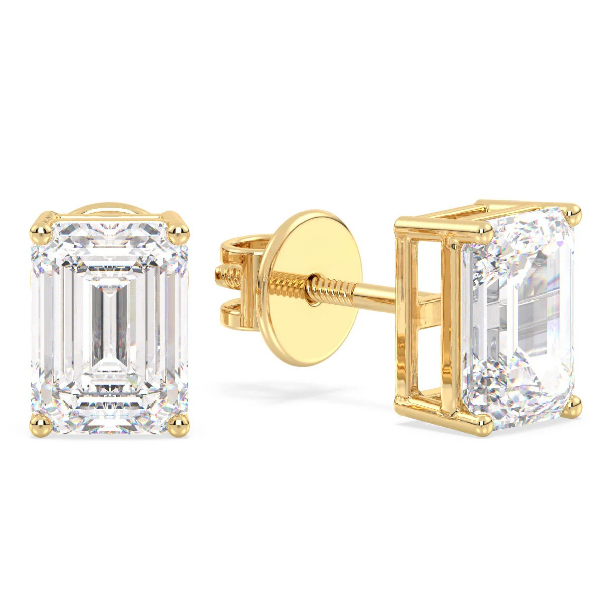 IGI Certified D VVS2 Lab Grown Diamond Emerald Cut Solitaire Studs