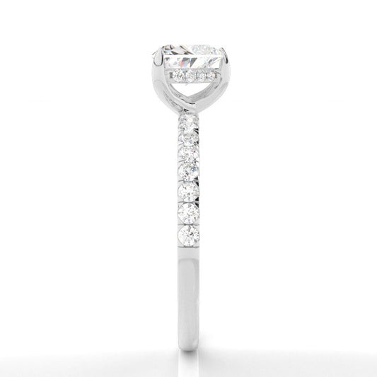 IGI Certified 1CT D VVS2 Lab Grown Diamond Heart Shape Solitaire Ring with Side Stones