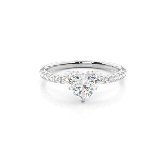 IGI Certified 1CT D VVS2 Lab Grown Diamond Heart Shape Solitaire Ring with Side Stones