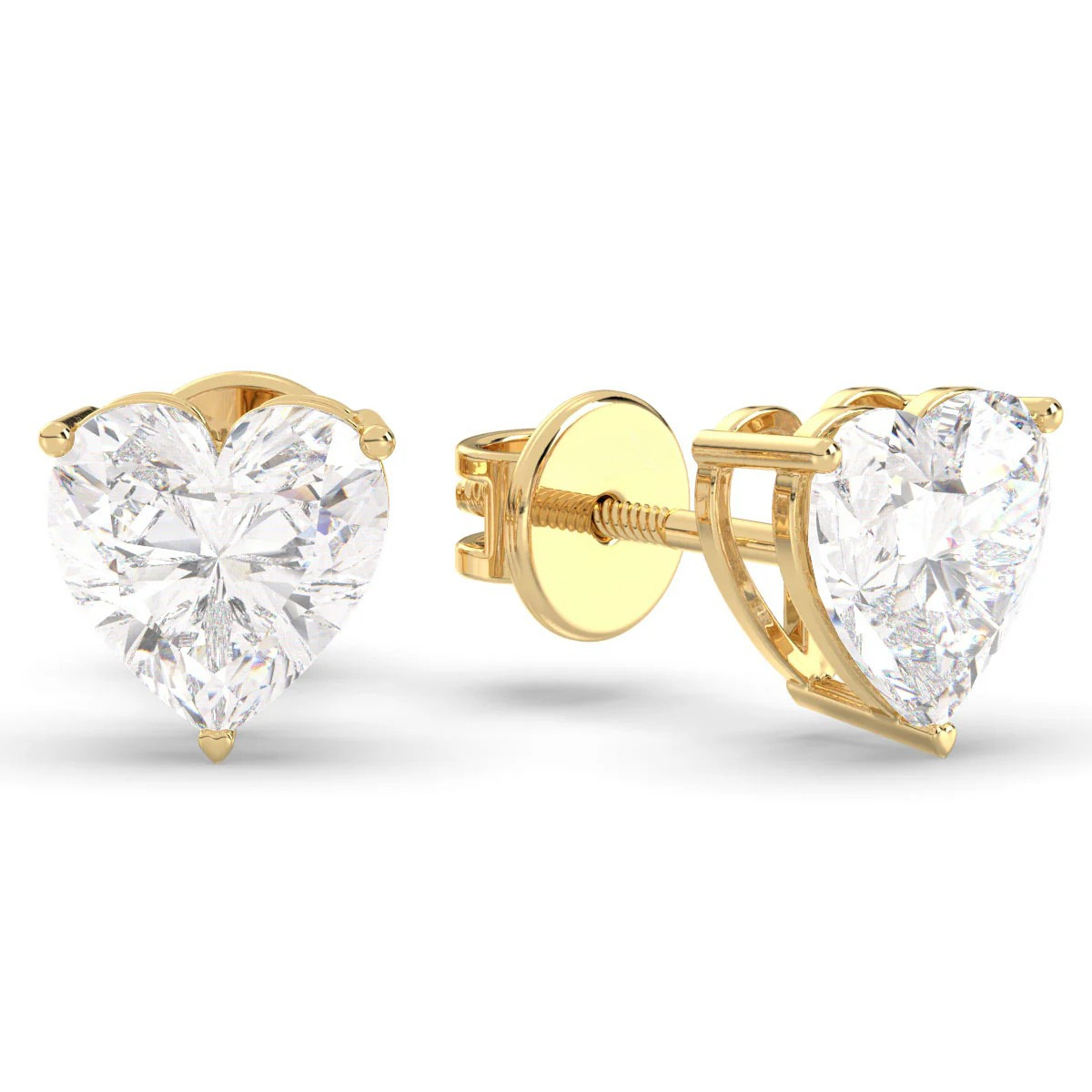 IGI Certified 1ct each D VVS2 Lab Grown Diamond Heart Cut Solitaire Studs