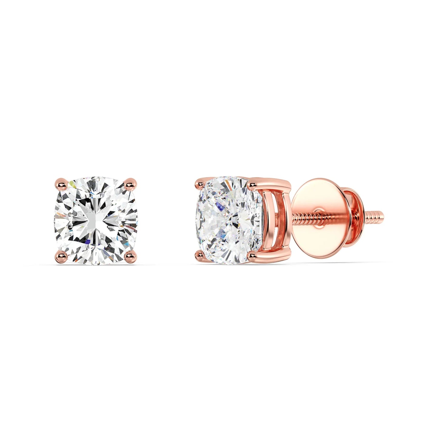 IGI Certified D VVS2 Lab Grown Diamond Cushion Cut Solitaire Studs