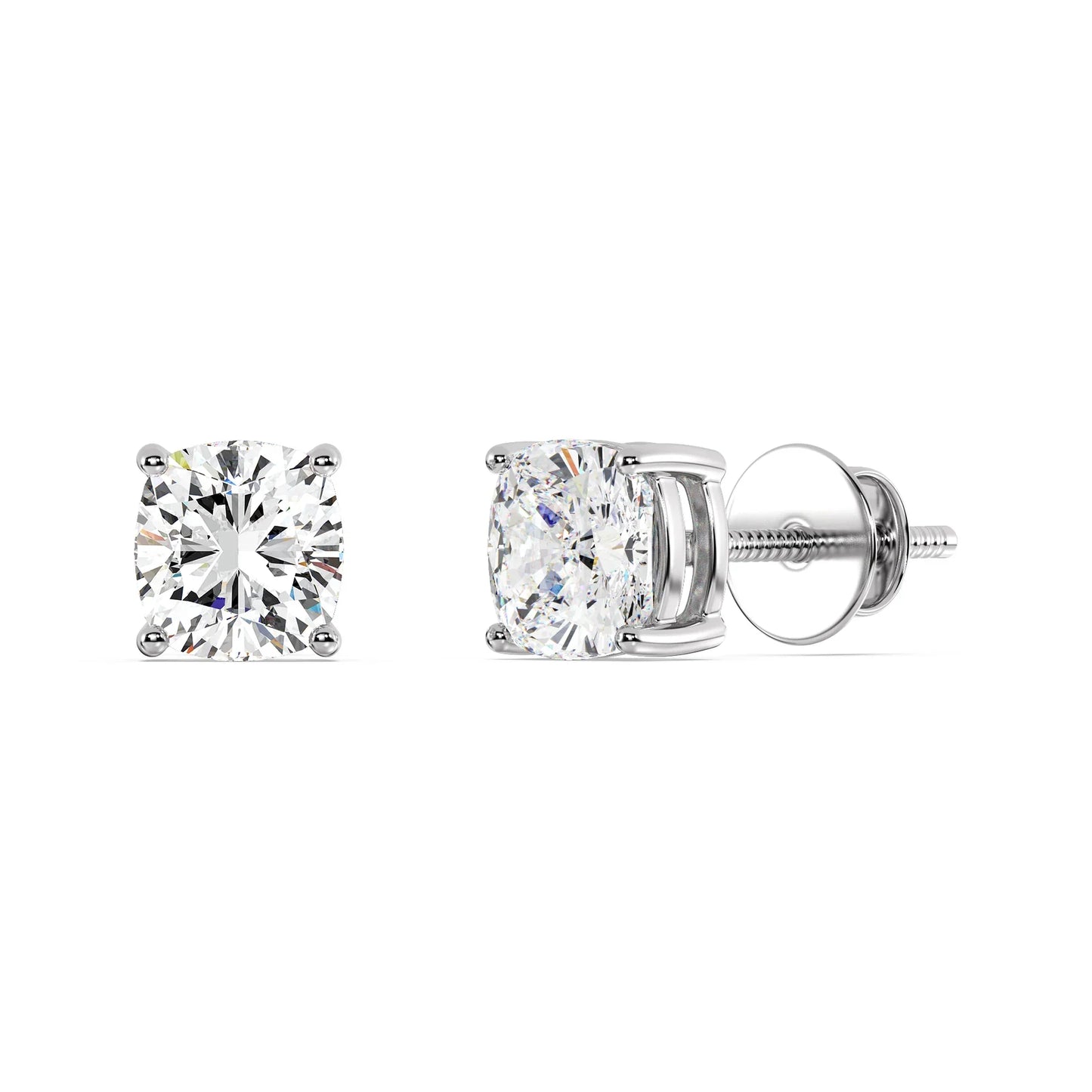 IGI Certified D VVS2 Lab Grown Diamond Cushion Cut Solitaire Studs