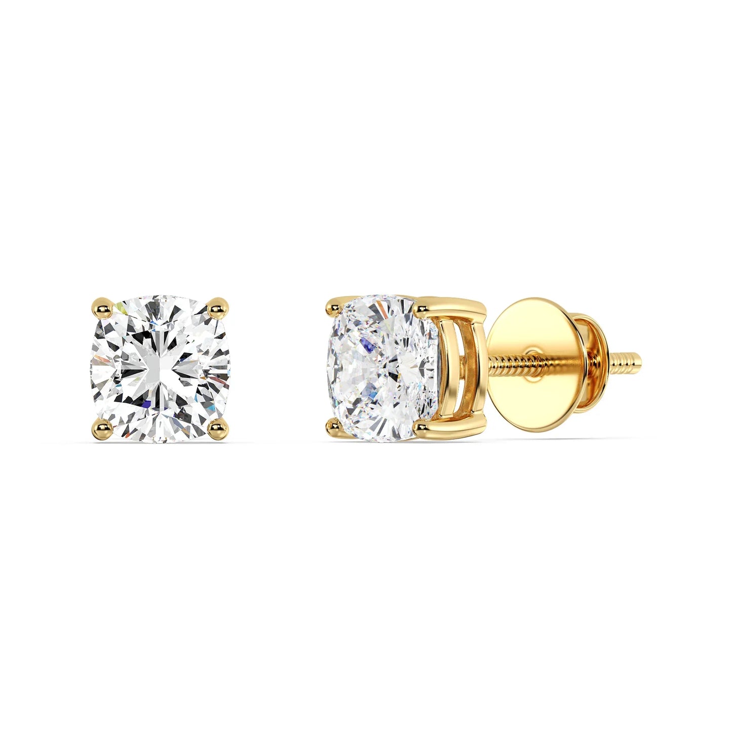 IGI Certified D VVS2 Lab Grown Diamond Cushion Cut Solitaire Studs