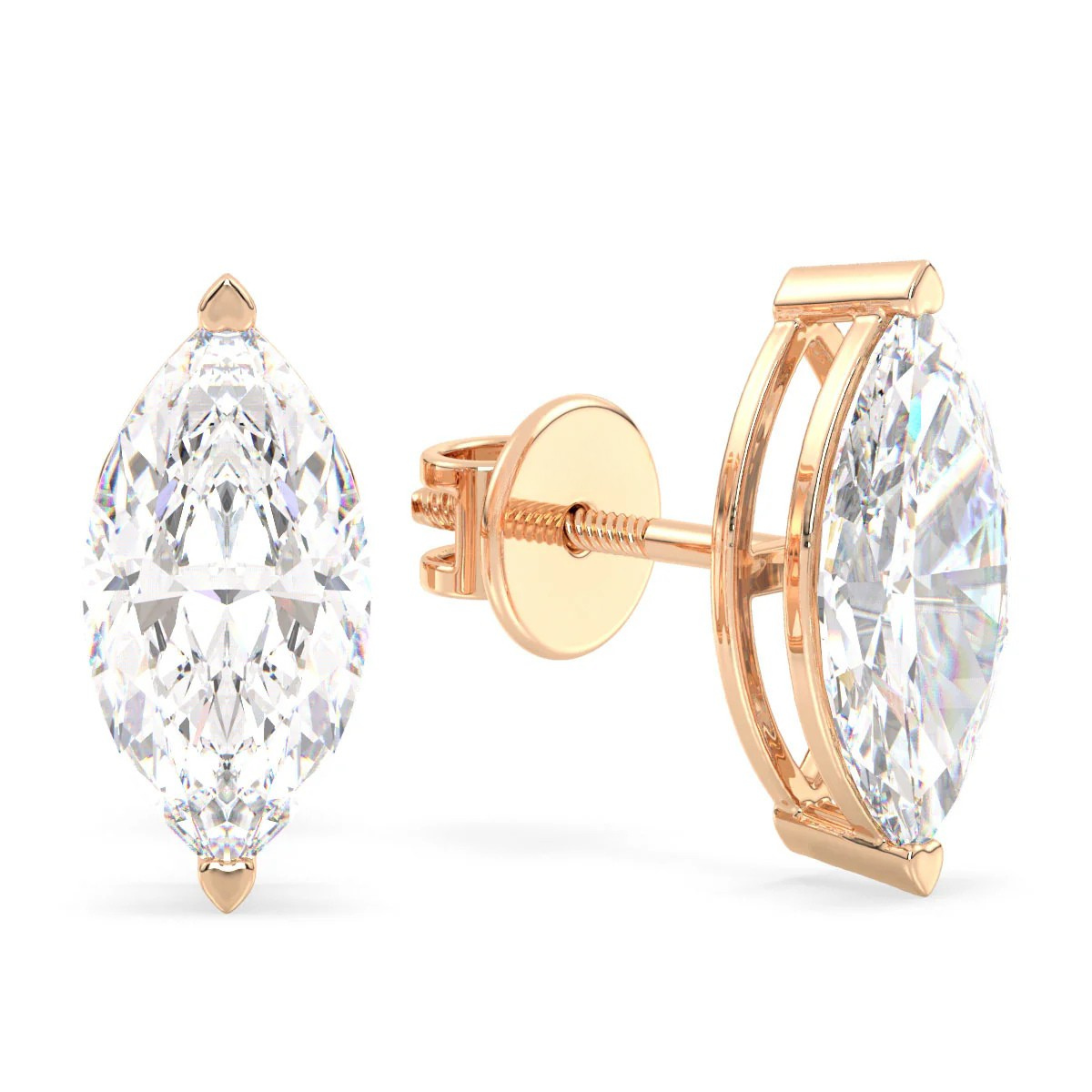 IGI Certified D VVS2 Lab Grown Diamond Marquise Cut Solitaire Studs