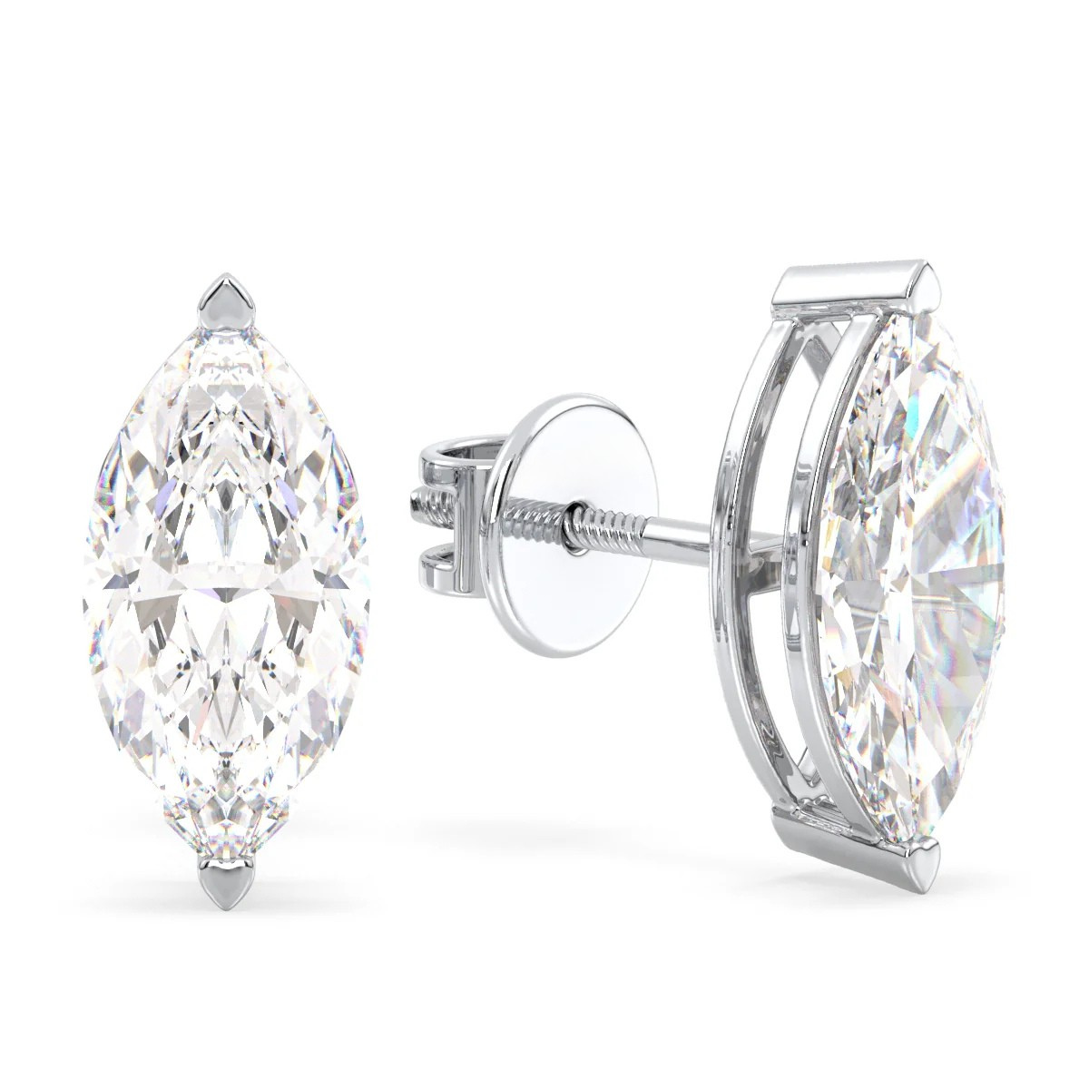 IGI Certified D VVS2 Lab Grown Diamond Marquise Cut Solitaire Studs