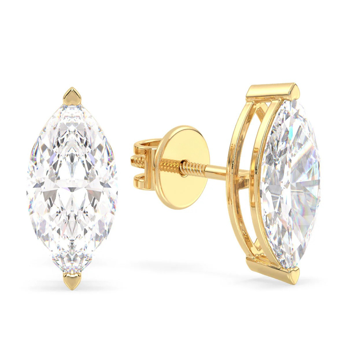 IGI Certified D VVS2 Lab Grown Diamond Marquise Cut Solitaire Studs