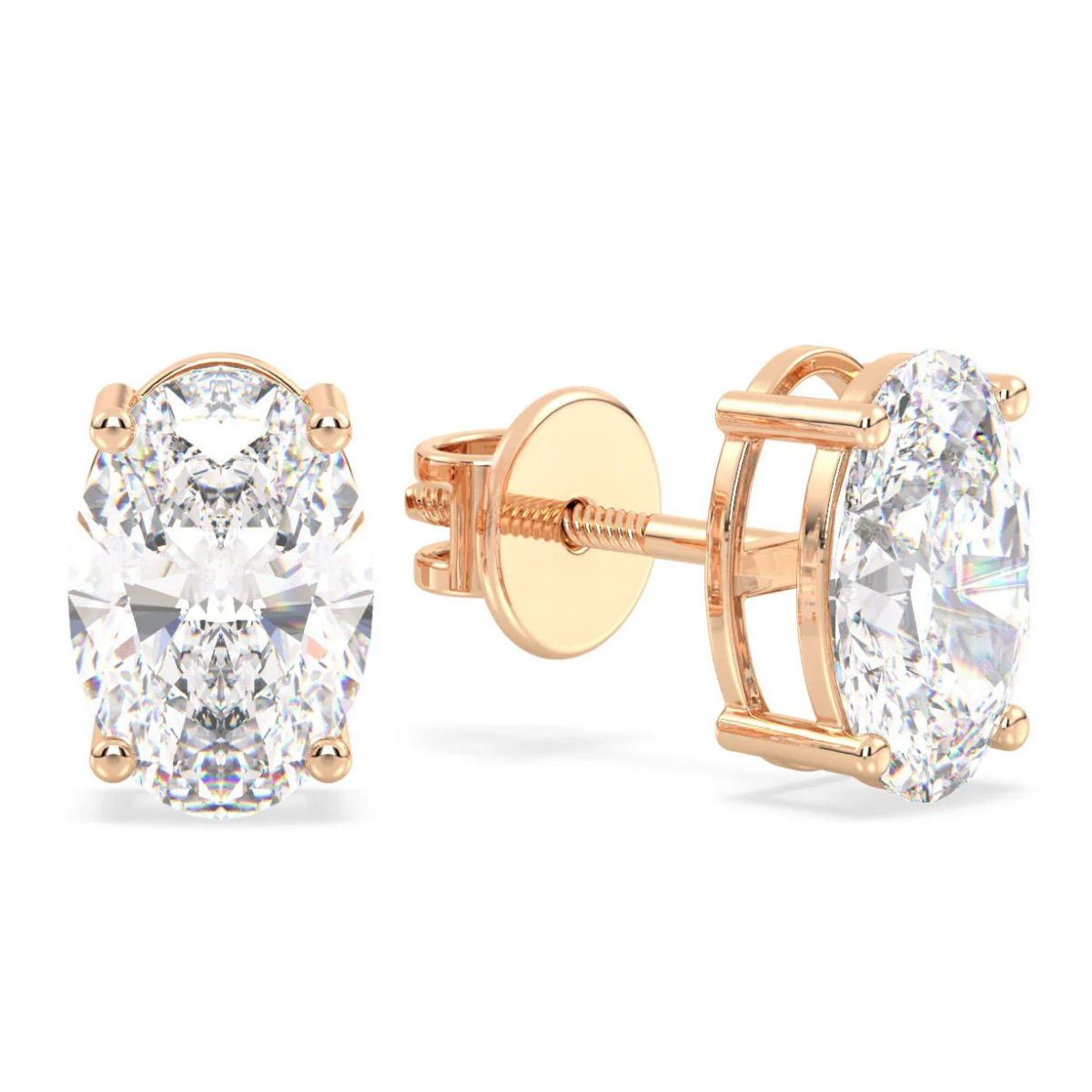 IGI Certified D VVS2 Lab Grown Diamond Oval Cut Solitaire Studs