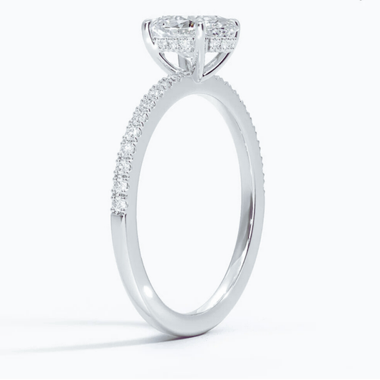 IGI Certified 1CT D VVS2 Lab Grown Diamond Oval Cut Solitaire Ring with Side Stones