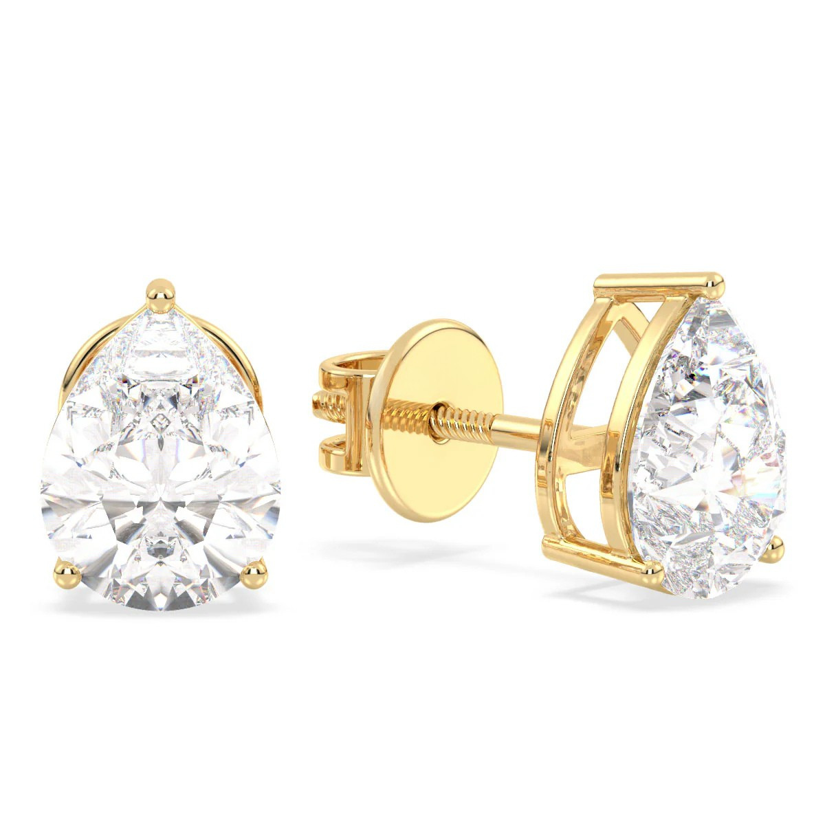 IGI Certified 1ct each D VVS2 Lab Grown Diamond Pear Cut Solitaire Studs