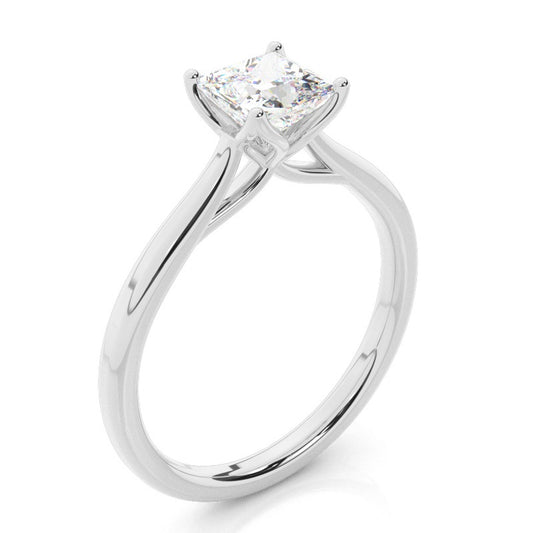 IGI Certified 1CT D VVS2 Lab Grown Diamond Princess Cut Solitaire Ring