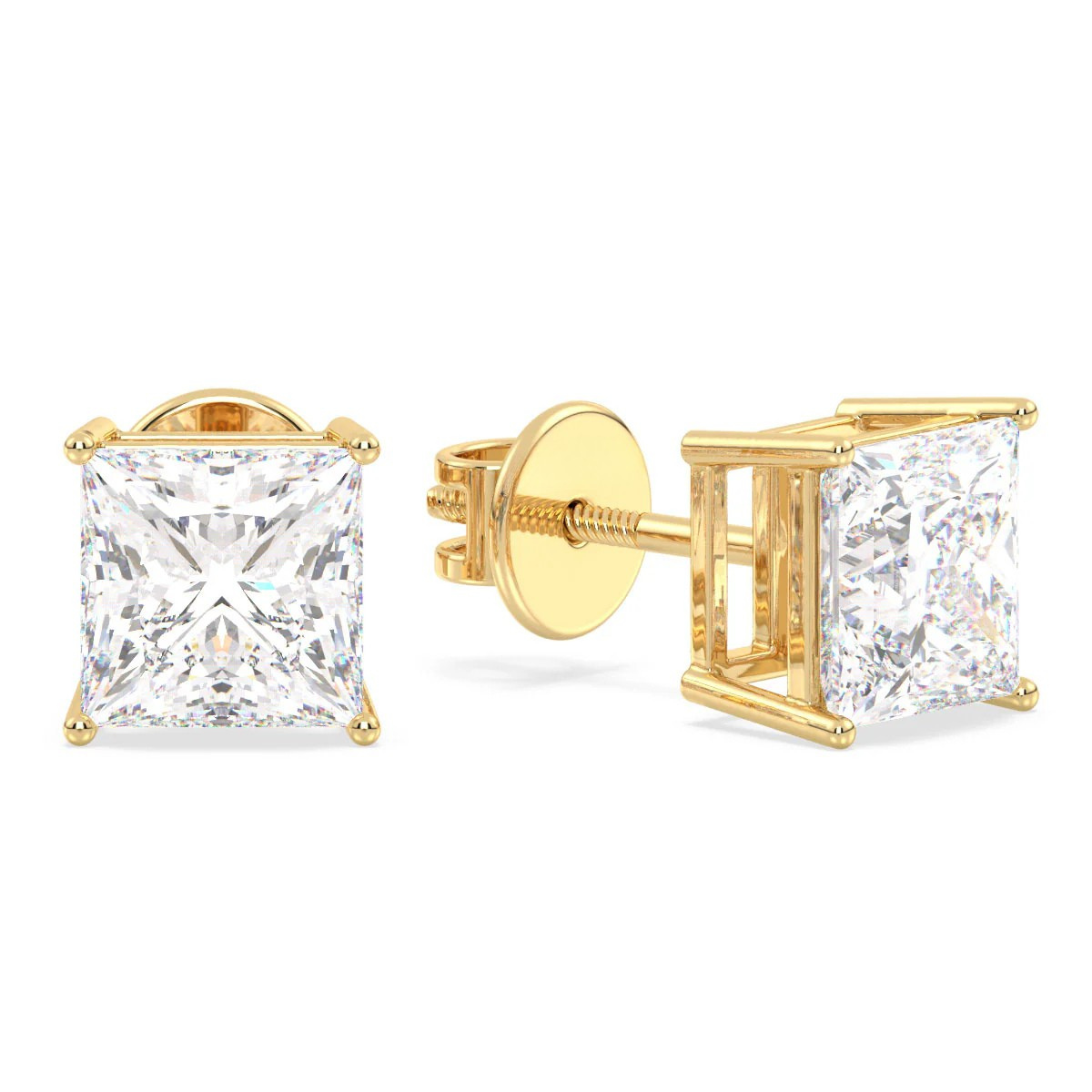 IGI Certified 1ct each D VVS2 Lab Grown Diamond Princess Cut Solitaire Studs