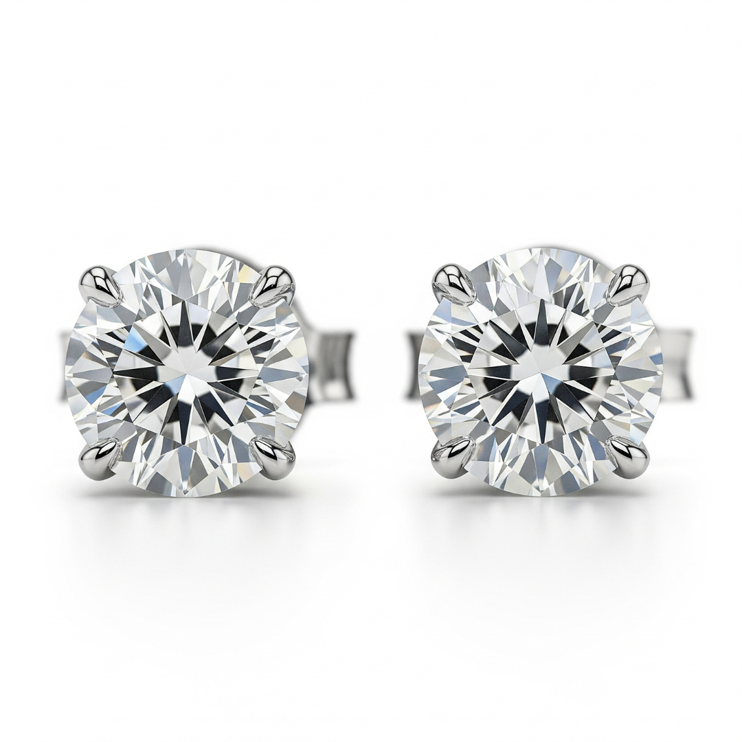 IGI Certified D VVS2 Lab Grown Diamond Round Cut Solitaire Studs