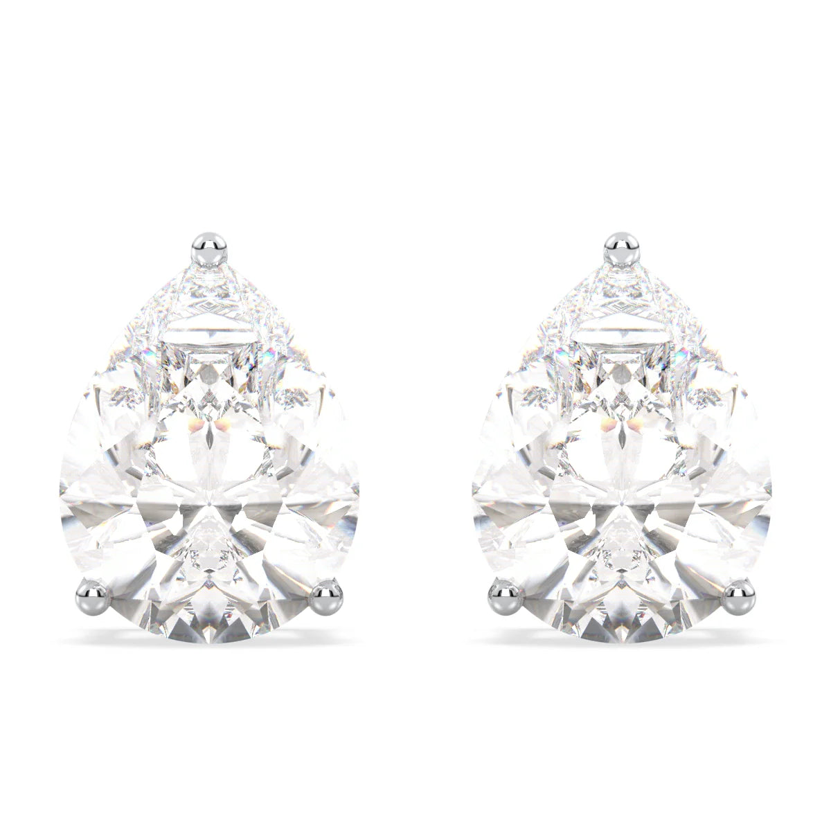 IGI Certified 1ct each D VVS2 Lab Grown Diamond Pear Cut Solitaire Studs