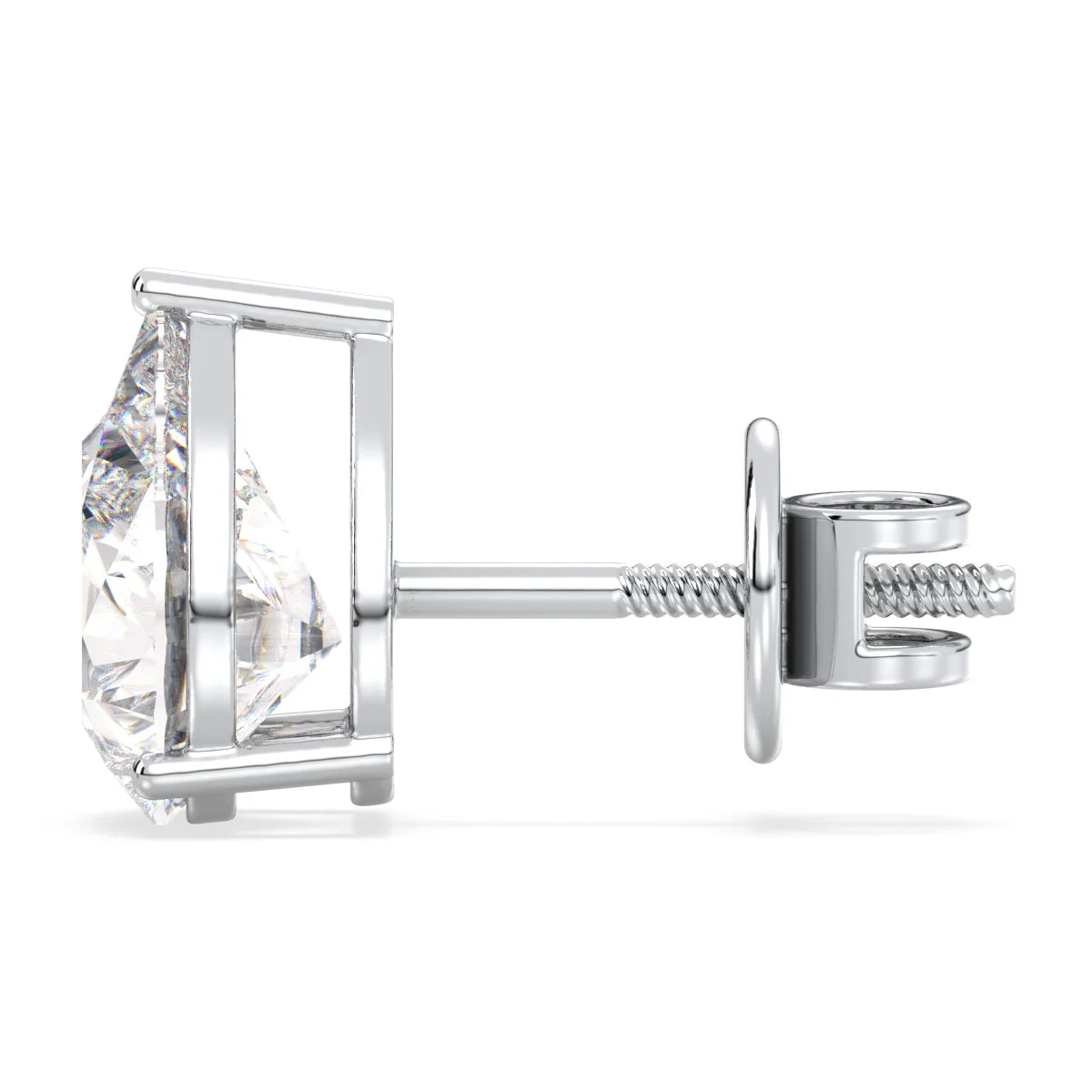 IGI Certified 1ct each D VVS2 Lab Grown Diamond Pear Cut Solitaire Studs