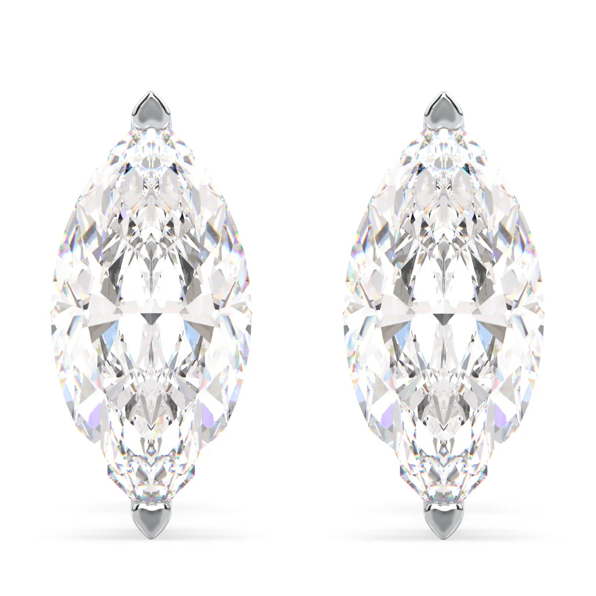 IGI Certified D VVS2 Lab Grown Diamond Marquise Cut Solitaire Studs
