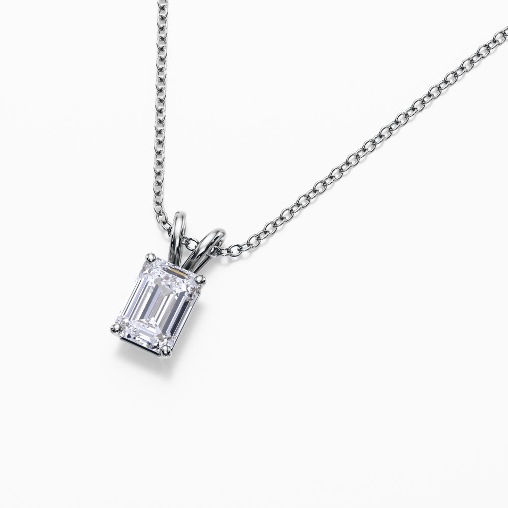 Emerald Shape Lab Grown Diamond Pendant D VVS2