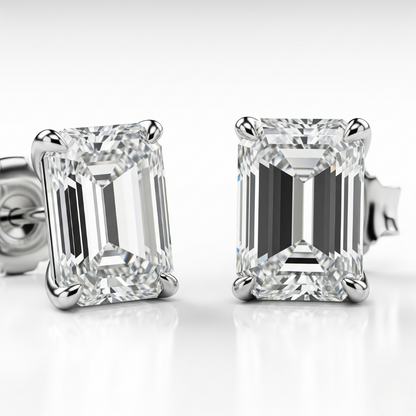IGI Certified D VVS2 Lab Grown Diamond Emerald Cut Solitaire Studs