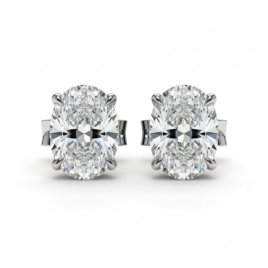 IGI Certified D VVS2 Lab Grown Diamond Oval Cut Solitaire Studs