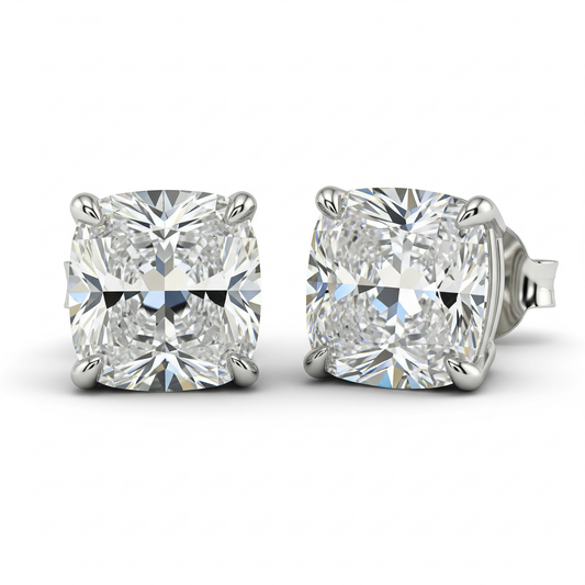 IGI Certified D VVS2 Lab Grown Diamond Cushion Cut Solitaire Studs