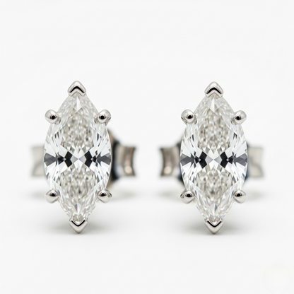 IGI Certified D VVS2 Lab Grown Diamond Marquise Cut Solitaire Studs