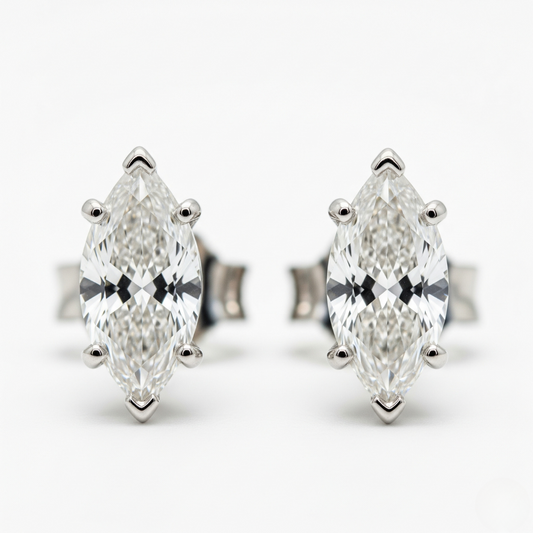 IGI Certified D VVS2 Lab Grown Diamond Marquise Cut Solitaire Studs