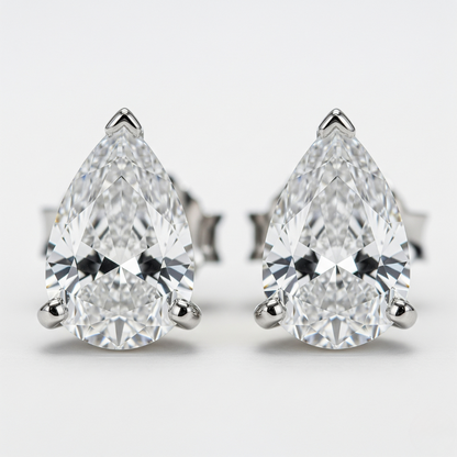 IGI Certified 1ct each D VVS2 Lab Grown Diamond Pear Cut Solitaire Studs