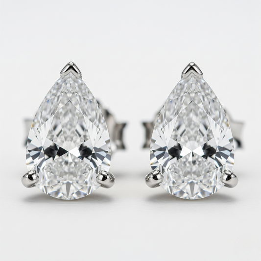 IGI Certified 1ct each D VVS2 Lab Grown Diamond Pear Cut Solitaire Studs