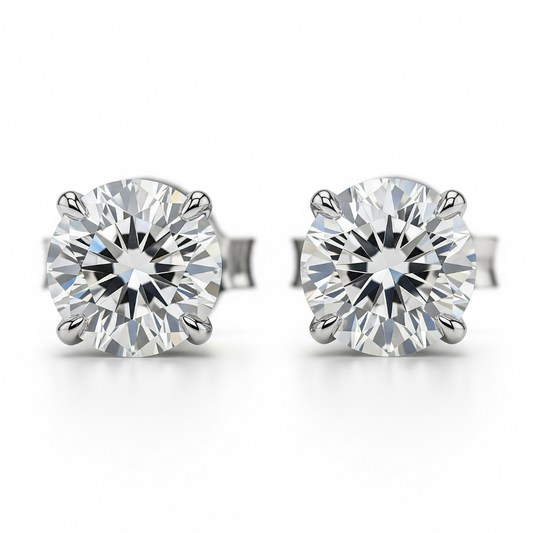 IGI Certified D VVS2 Lab Grown Diamond Round Cut Solitaire Studs